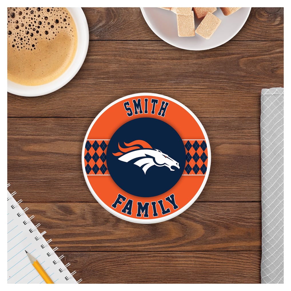 Denver Broncos 4" Personalized Circular Coasters 4-Pack Set