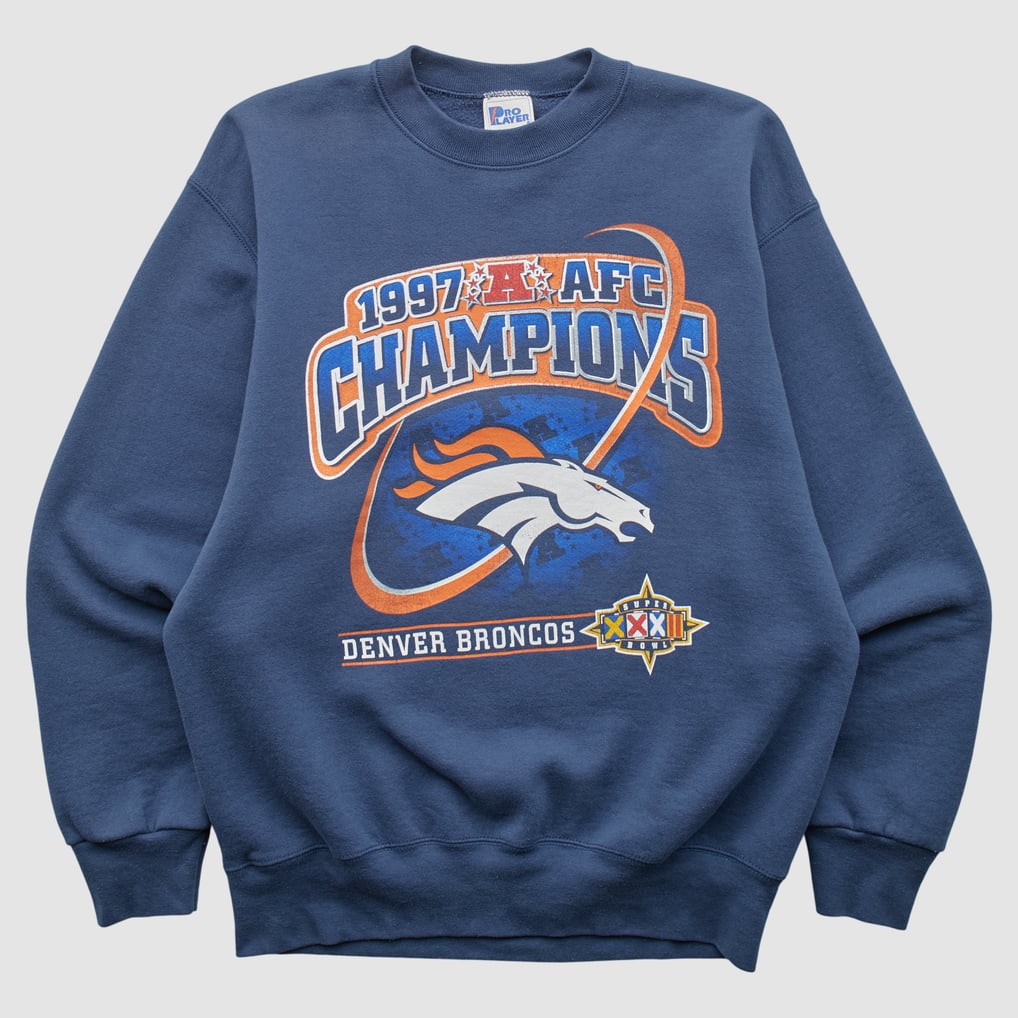 Denver Broncos Pro Player 1997 Pullover Sweatshirt - Blue - S by Fanatics Real Vintage