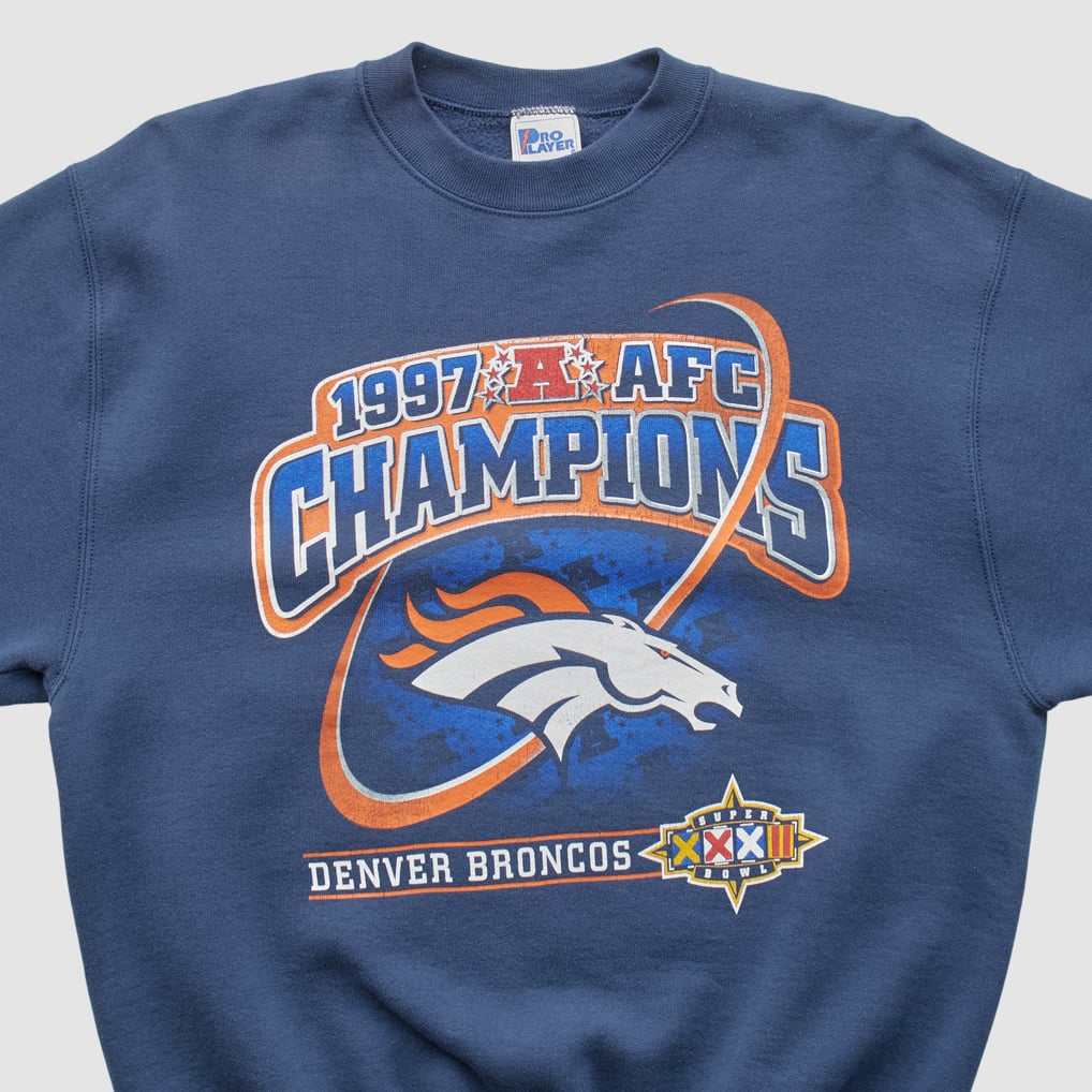 Denver Broncos Pro Player 1997 Pullover Sweatshirt - Blue - S by Fanatics Real Vintage