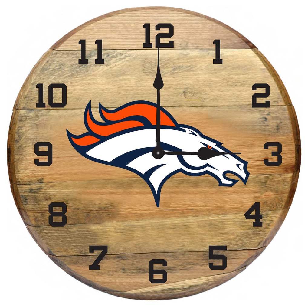 Denver Broncos Imperial Oak Barrel Clock
