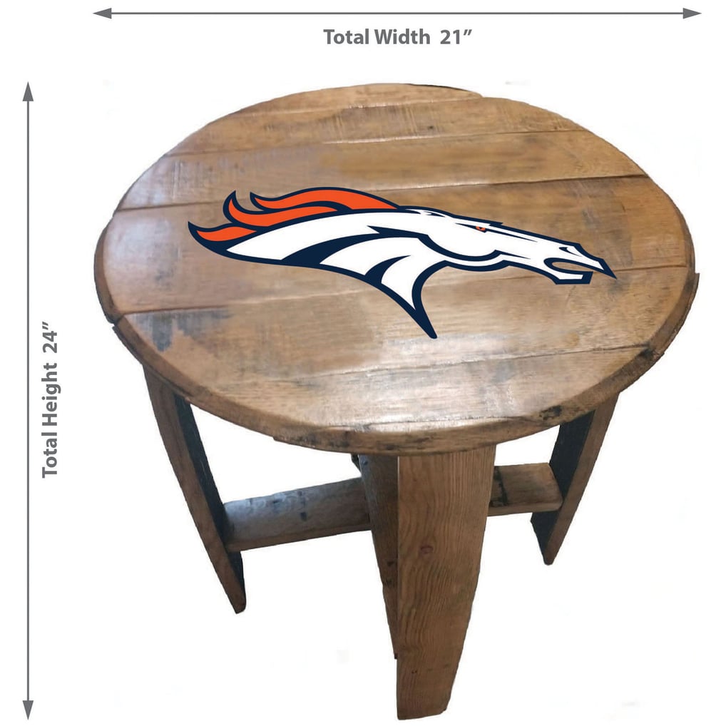 Denver Broncos Imperial Oak Barrel Table