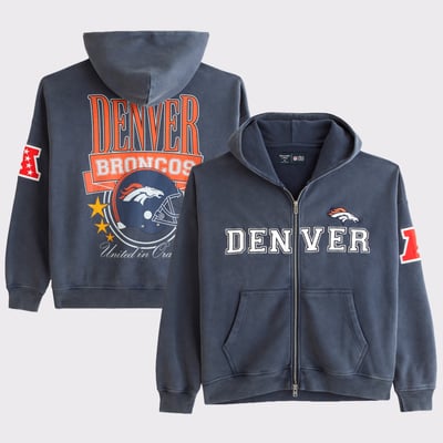 Denver Broncos Abercrombie & Fitch  Fleece Full-Zip Hoodie - Navy