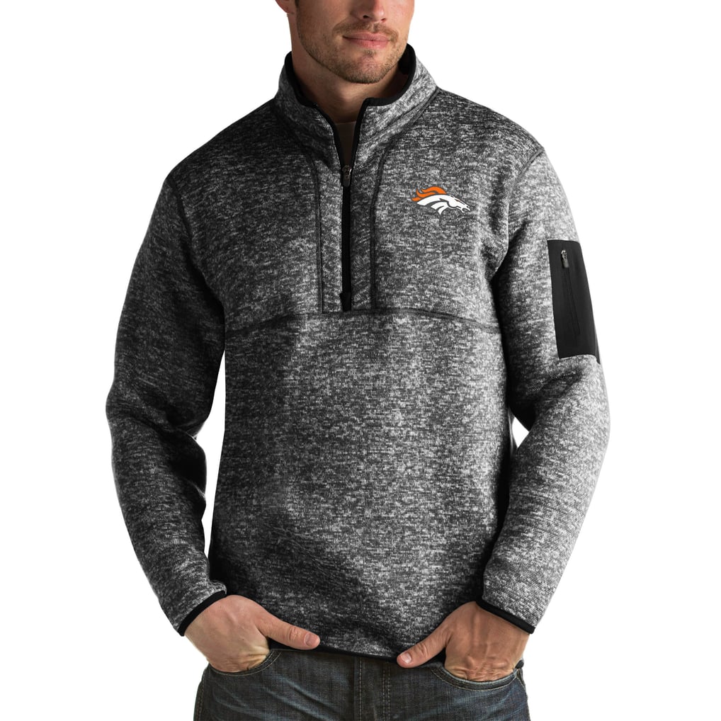 Denver Broncos Antigua Fortune Big & Tall Quarter-Zip Pullover Jacket - Heather Black