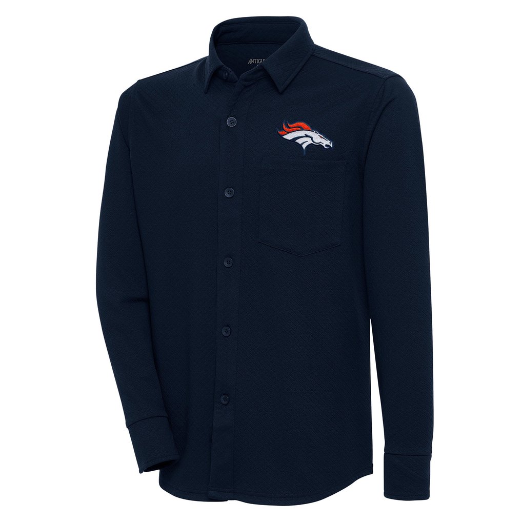 Denver Broncos Antigua Streamer Button-Up Shacket - Navy