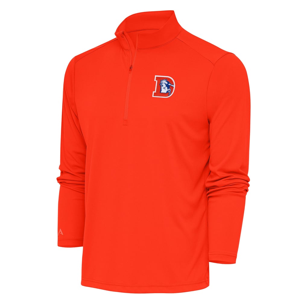 Denver Broncos Antigua Team Logo Throwback Tribute Quarter-Zip Pullover Top - Orange