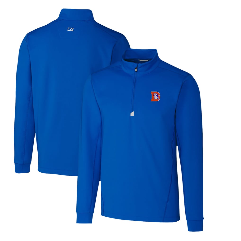 Denver Broncos Cutter & Buck Throwback Logo Traverse Stretch Quarter-Zip Pullover Top - Royal