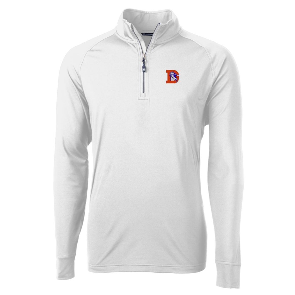 Denver Broncos Cutter & Buck Adapt Eco Knit Stretch Recycled Quarter-Zip Throwback Pullover Top - White