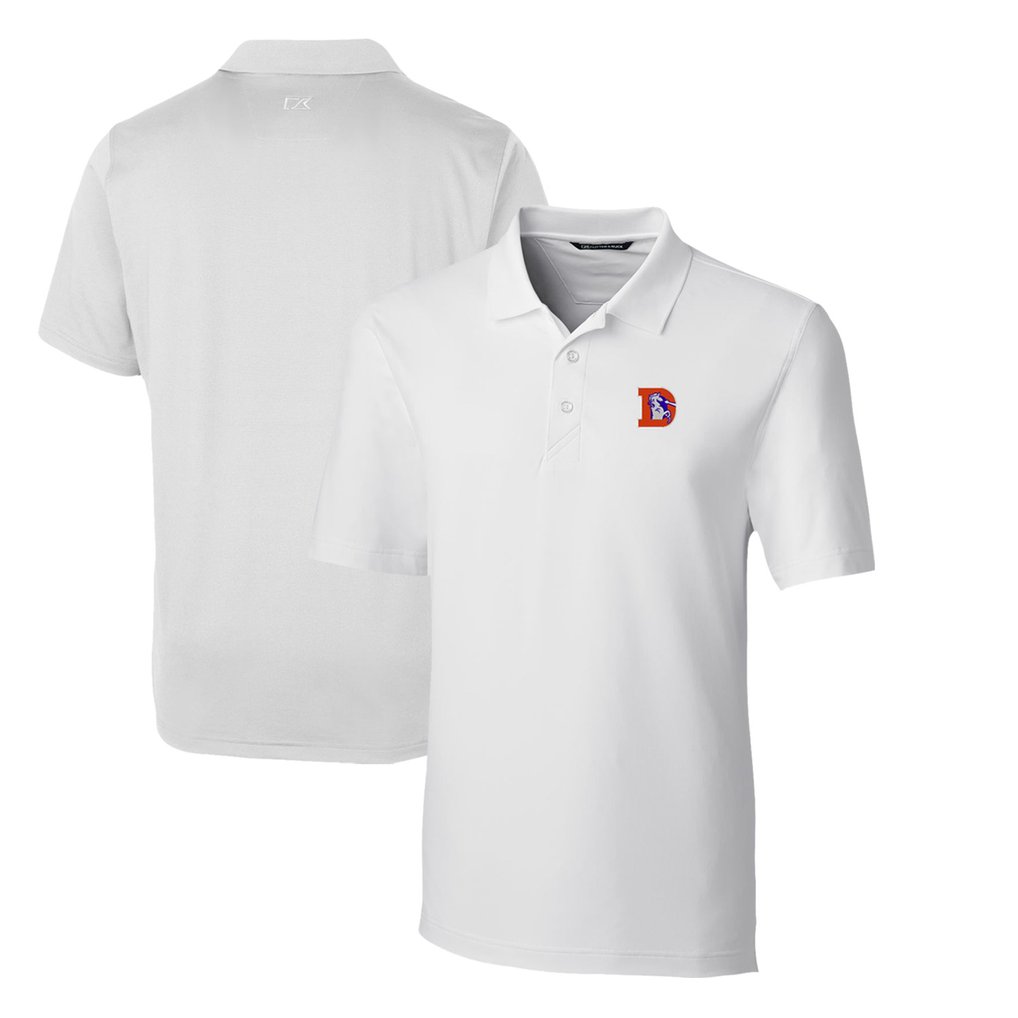 Denver Broncos Cutter & Buck Throwback Logo Forge Stretch Polo - White