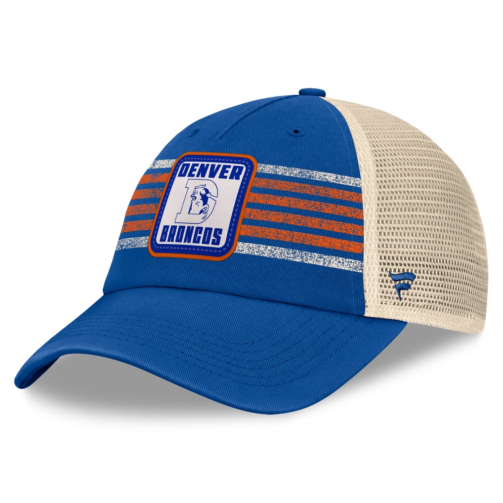  Denver Broncos Fanatics Heritage Logo Waggle Unstructured Trucker Hat - Royal