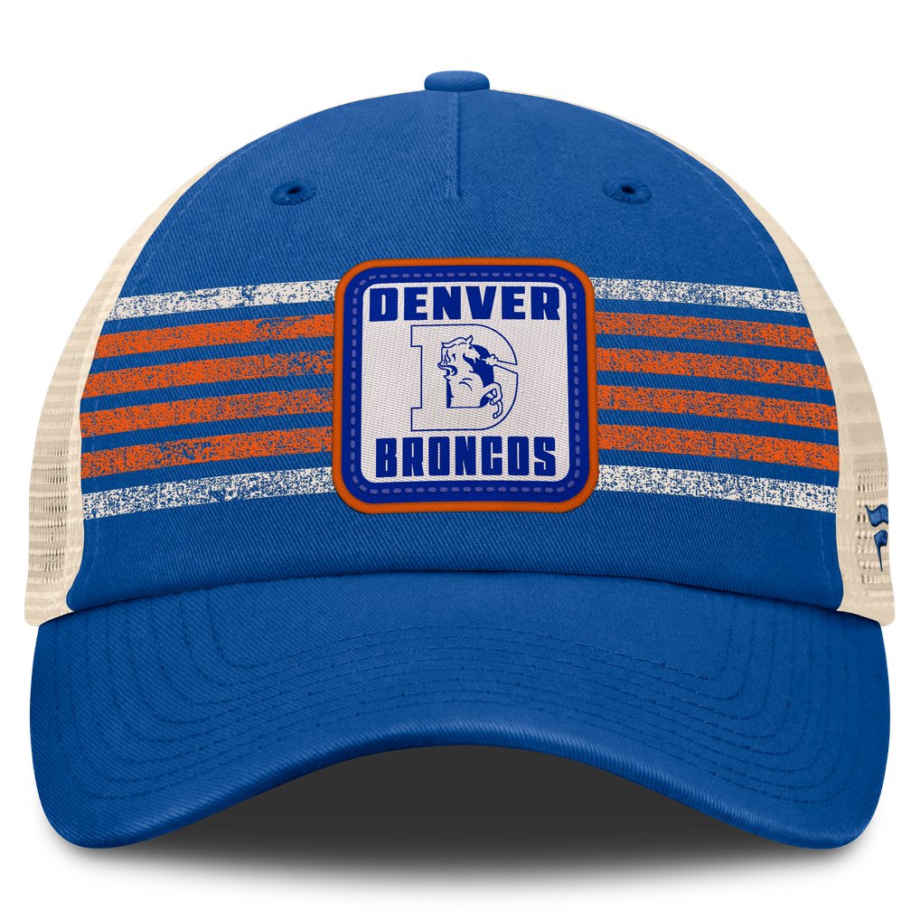  Denver Broncos Fanatics Heritage Logo Waggle Unstructured Trucker Hat - Royal