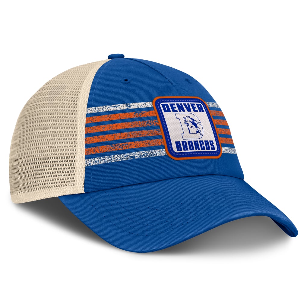 Denver Broncos Fanatics Heritage Logo Waggle Unstructured Trucker Hat - Royal