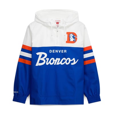  Denver Broncos Mitchell & Ness Head Coach Anorak Quarter-Zip Windbreaker Jacket - Royal