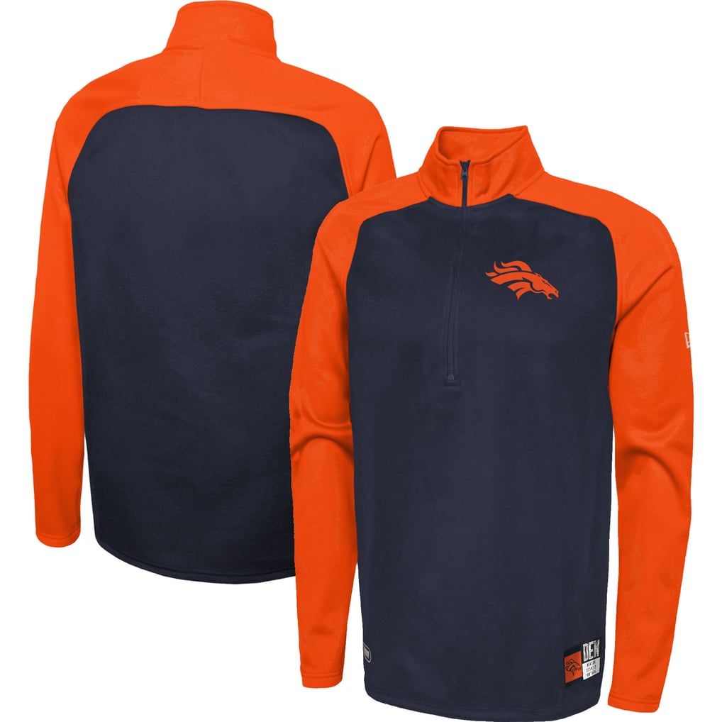 Denver Broncos New Era Combine Authentic O-Line Raglan Half-Zip Jacket - Navy