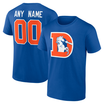 Denver Broncos  Team Authentic Classic Personalized Name & Number T-Shirt - Royal