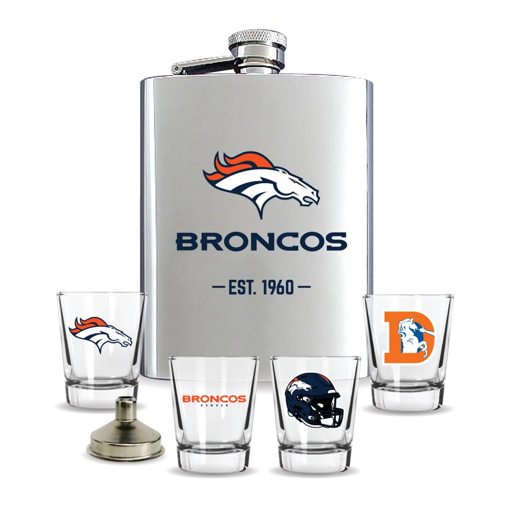  Denver Broncos MOJO Shot Glass & Flask Gift Set
