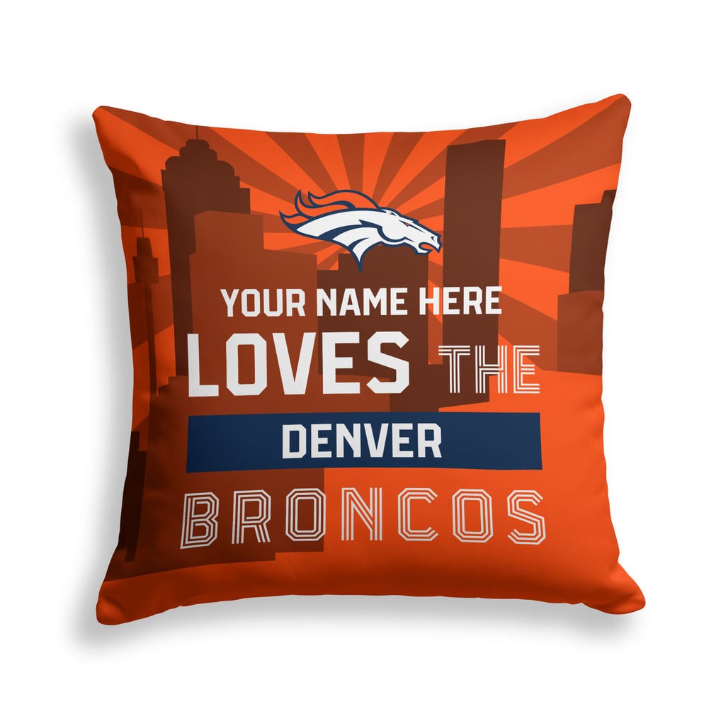 Denver Broncos Pegasus 18" x 18" City Skyline Personalized Decor Pillow