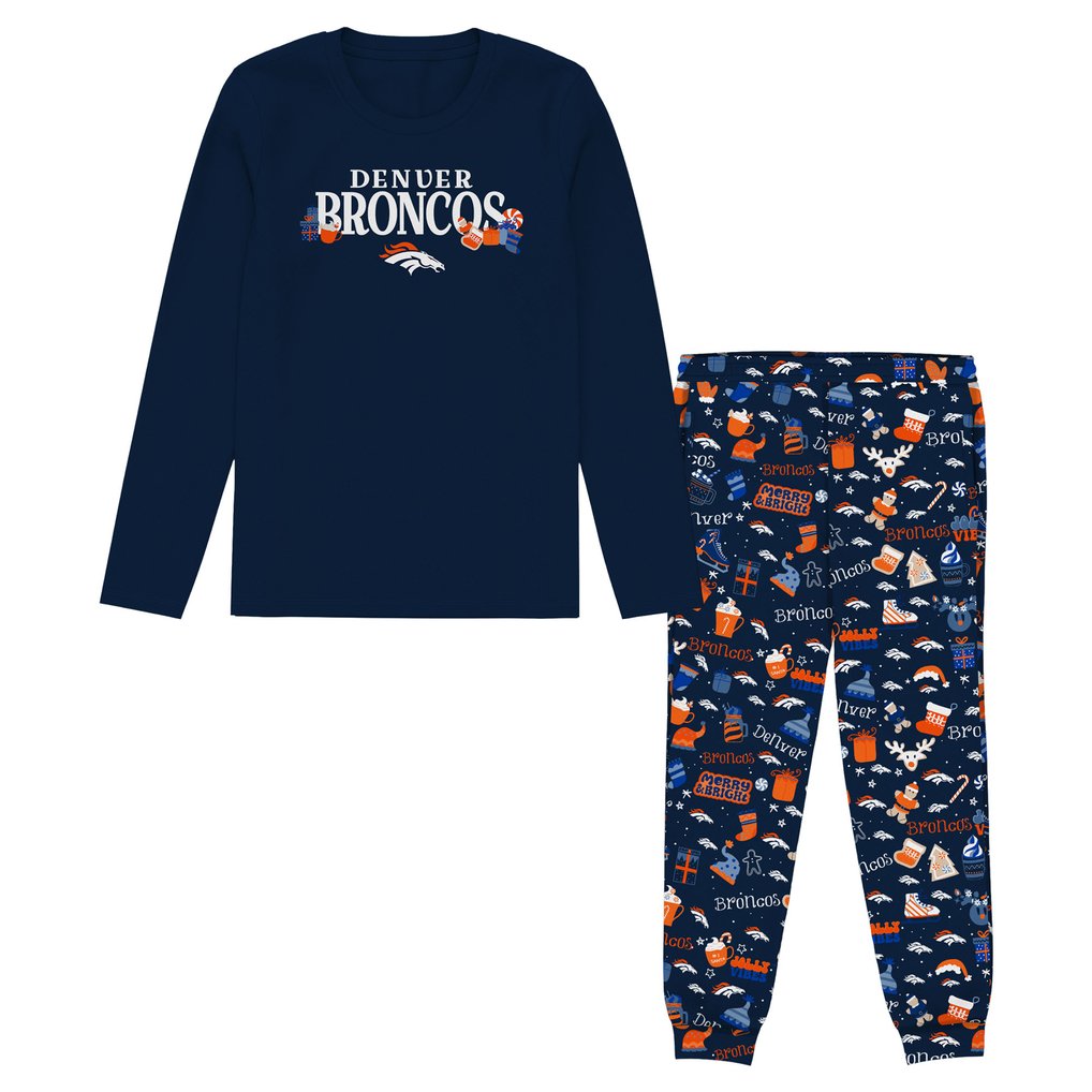 Denver Broncos Outerstuff Toddler Chestnut Holiday Sleep Set - Navy