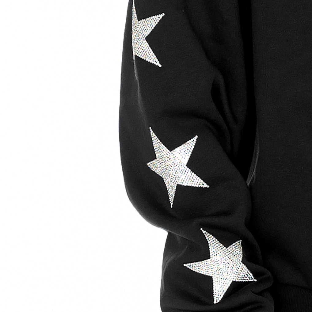 Denver Broncos Gameday Couture Women's Rhinestone Star Sleeve Settle the Score Oversized Tri-Blend Pullover  - Black