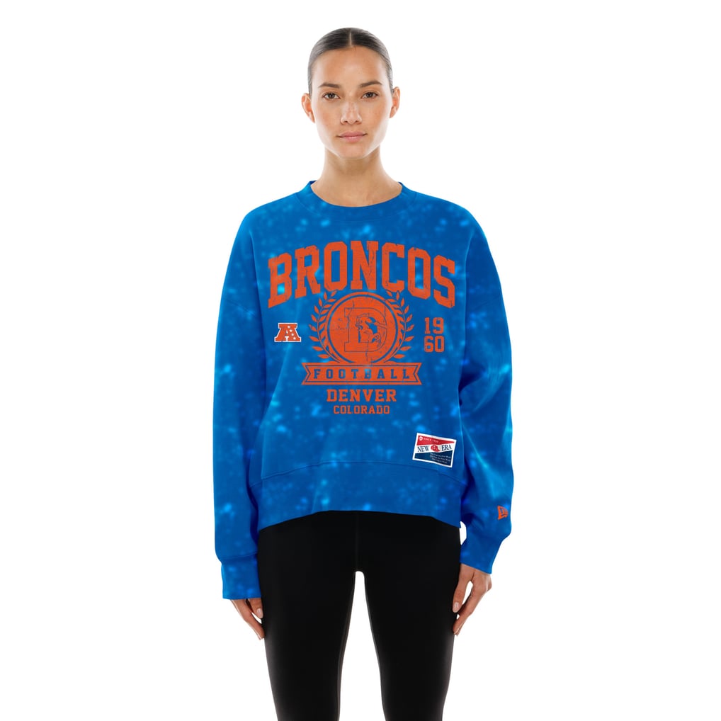  Denver Broncos New Era Women's Throwback Oversized Boxy Sweatshirt - Royal