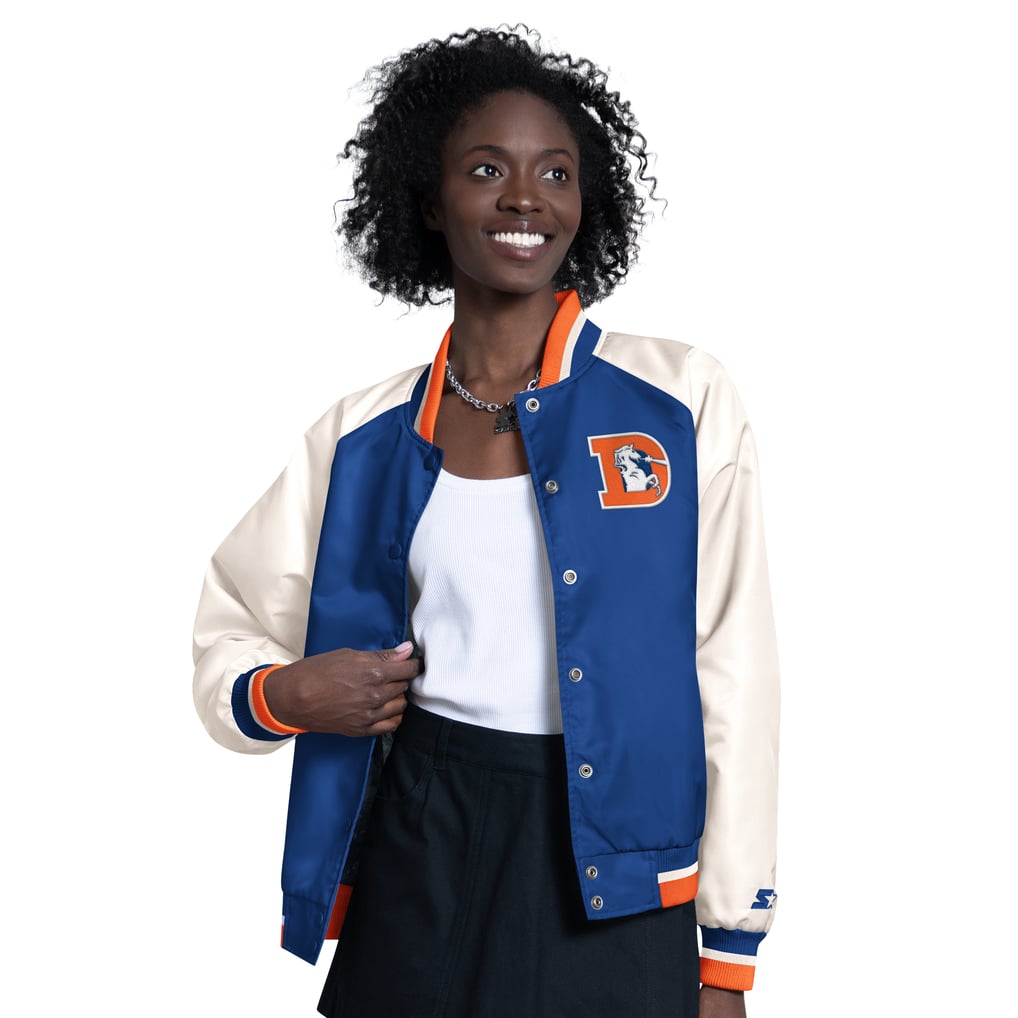  Denver Broncos Starter Women's Raglan Blitz Full-Snap Varsity Jacket - Blue/White