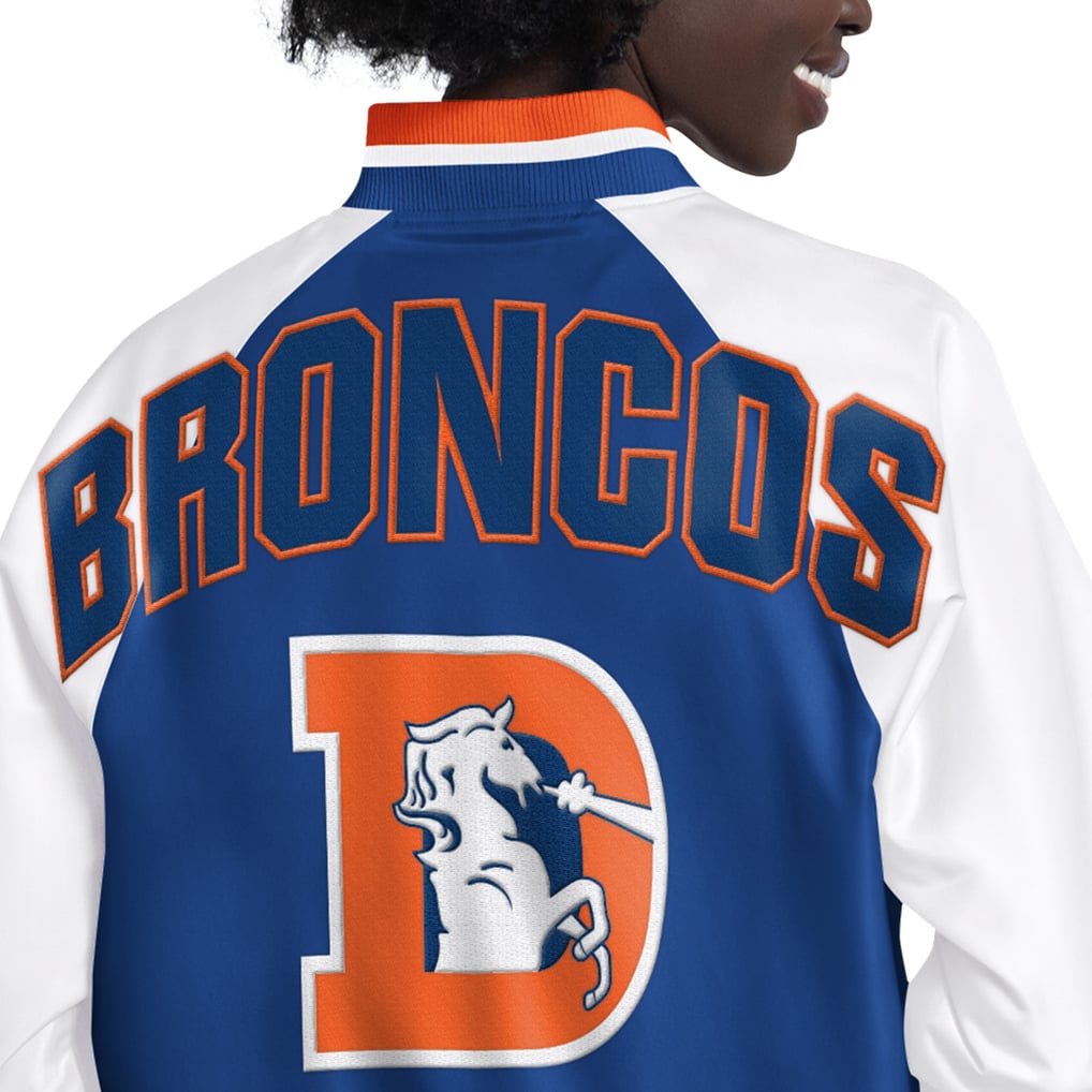  Denver Broncos Starter Women's Raglan Blitz Full-Snap Varsity Jacket - Blue/White