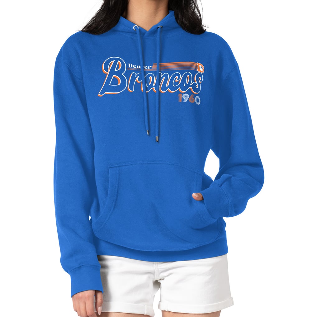 Denver Broncos Starter Women's Groovy Script Pullover Hoodie - Royal