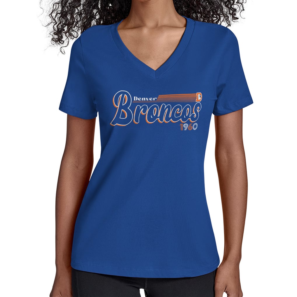 Denver Broncos Starter Women's Throwback Groovy Script V-Neck T-Shirt - Royal