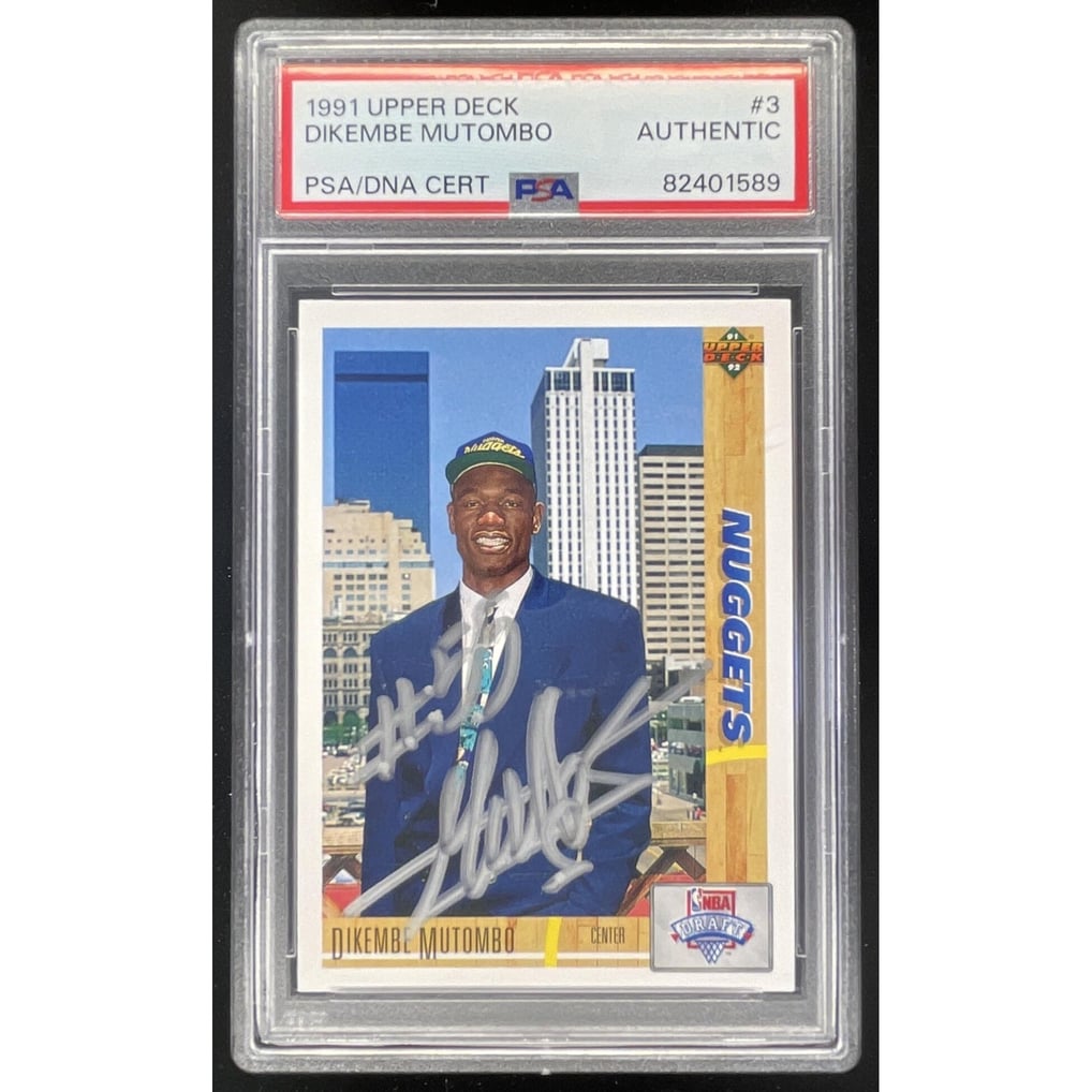 1991 Upper Deck #3 Dikembe Mutombo PSA Authentic Autograph