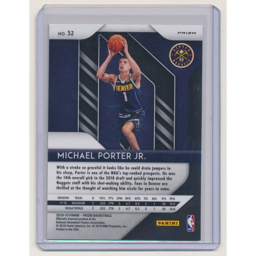 2018-19 Panini Prizm Prizms Ruby Wave #32 Michael Porter Jr.