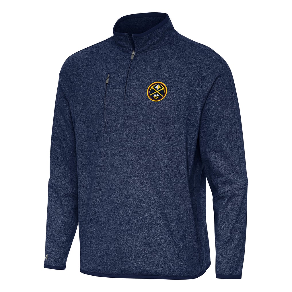 Denver Nuggets Antigua Certain Quarter-Zip Tri-Blend Sweatshirt - Heather Navy