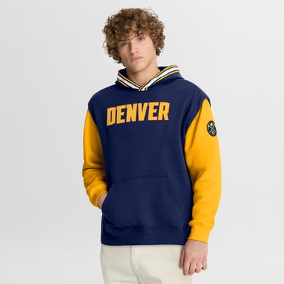  Denver Nuggets Fanatics Half Court Shot Clock Fastbreak Hoodie - Navy/Gold