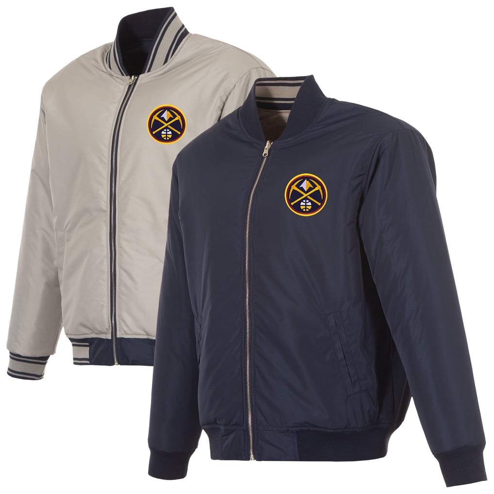  Denver Nuggets JH Design Reversible Full-Zip Flight Jacket - Navy/Gray