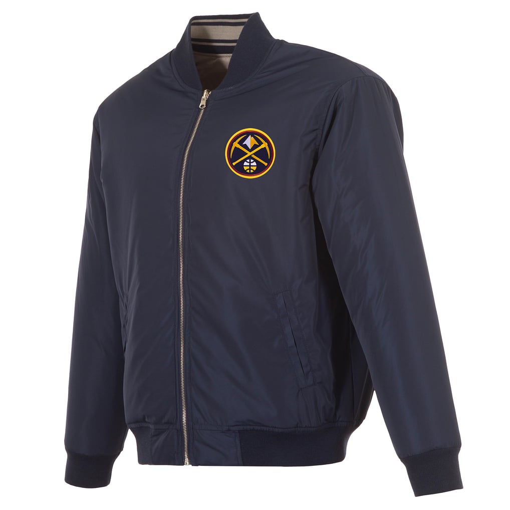  Denver Nuggets JH Design Reversible Full-Zip Flight Jacket - Navy/Gray