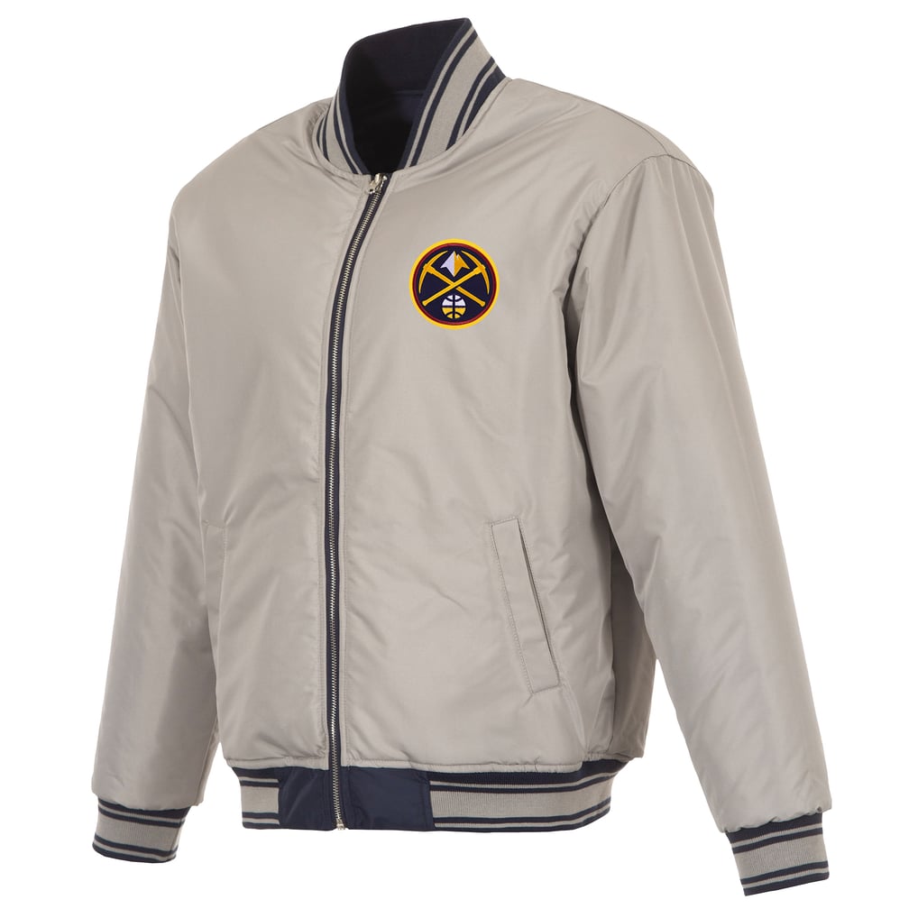  Denver Nuggets JH Design Reversible Full-Zip Flight Jacket - Navy/Gray