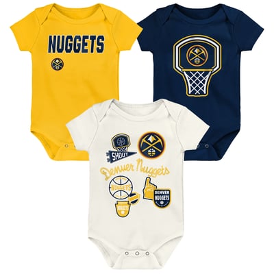 Denver Nuggets Outerstuff Newborn Three-Pack Littlest Player Bodysuit Set