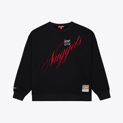  Denver Nuggets Mitchell & Ness Women's Hardwood Classics Script Lightweight Sweatshirt - Black