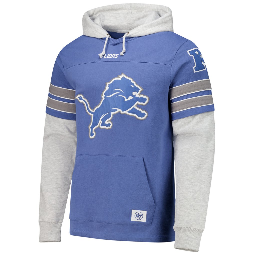 Detroit Lions '47 Double Header Blitz Cornerback Pullover Hoodie - Blue