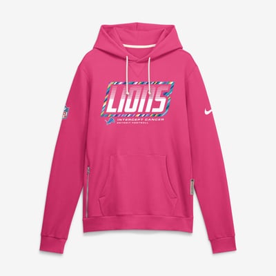 Detroit Lions Nike 2026 NFL Crucial Catch Sideline Standard Issue Dri-FIT Pullover Hoodie - Pink