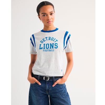 Detroit Lions Abercrombie & Fitch Women's Varsity T-Shirt - Heather Gray