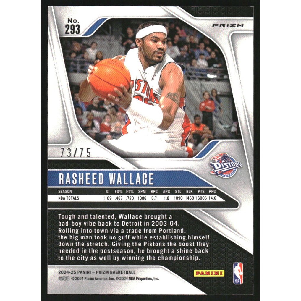 2024-25 Panini Prizm Prizms Red Power #293 Rasheed Wallace