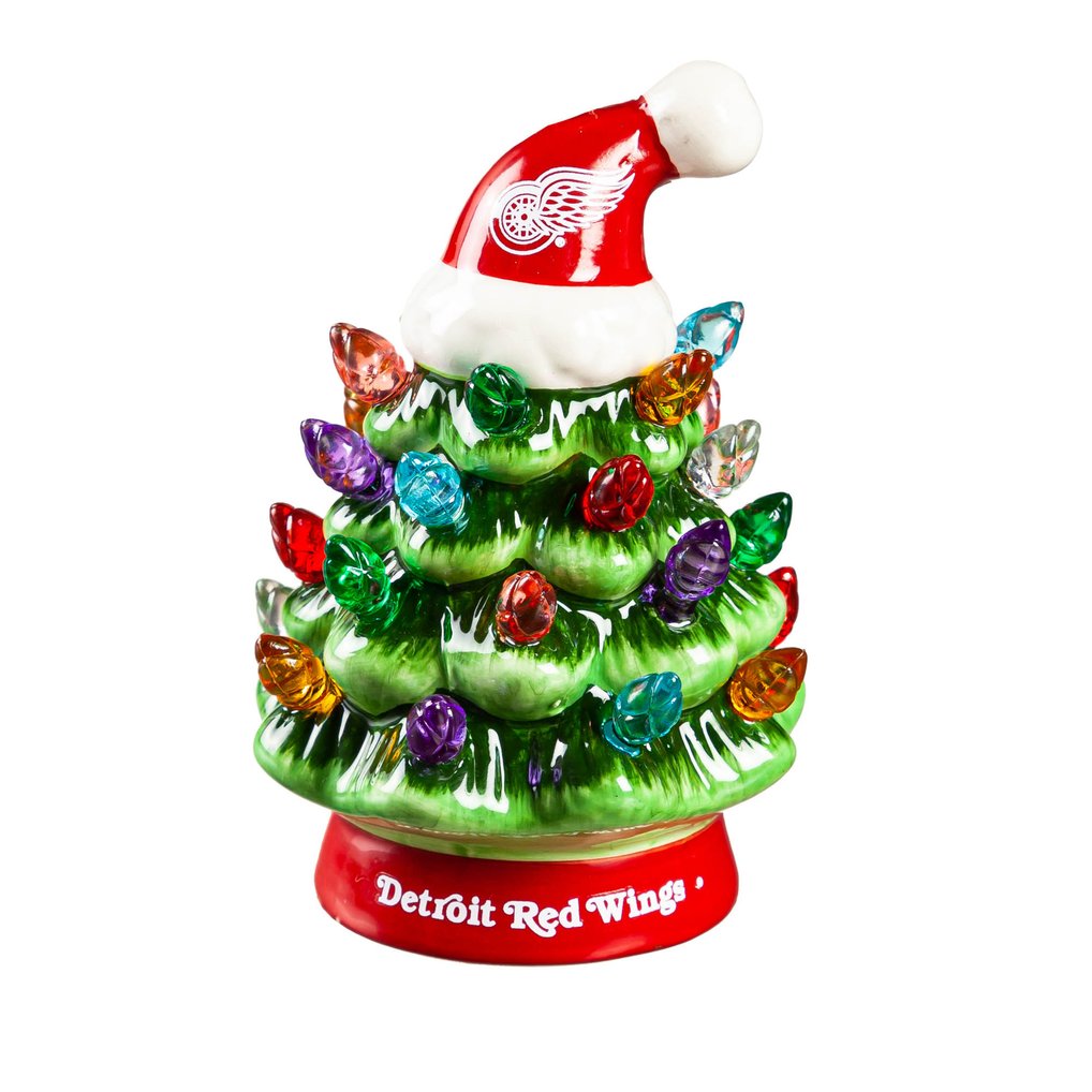 Detroit Red Wings 2-Pack 4" Ceramic LED Christmas Tree Set