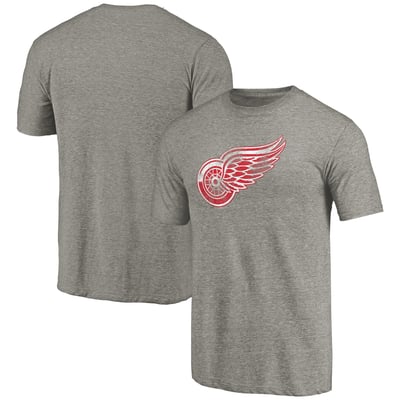 Detroit Red Wings Distressed Team Logo 2 Tri-Blend T-Shirt - Ash
