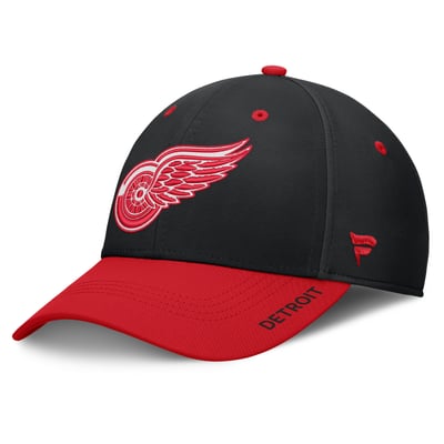 Detroit Red Wings Fanatics Authentic Pro Rink Stretch Hat - Black/Red