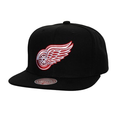 Detroit Red Wings Mitchell & Ness Core Top Spot Snapback Hat - Black