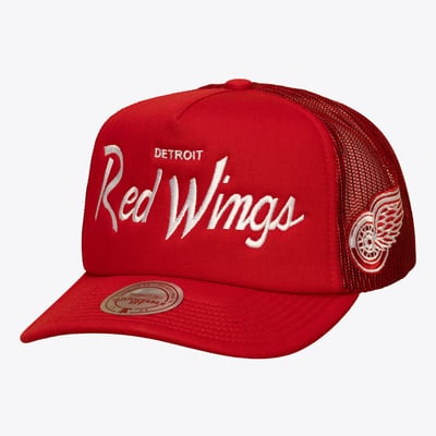 Detroit Red Wings Mitchell & Ness Head Coach Trucker Adjustable Hat - Red
