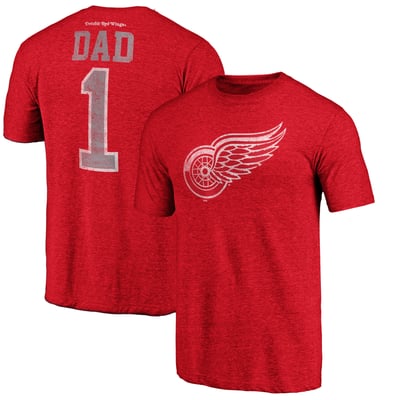 Detroit Red Wings Greatest Dad Tri-Blend T-Shirt - Red