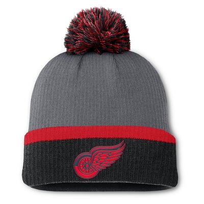  Detroit Red Wings Fanatics Women's Cuffed Knit Hat with Pom - Charcoal