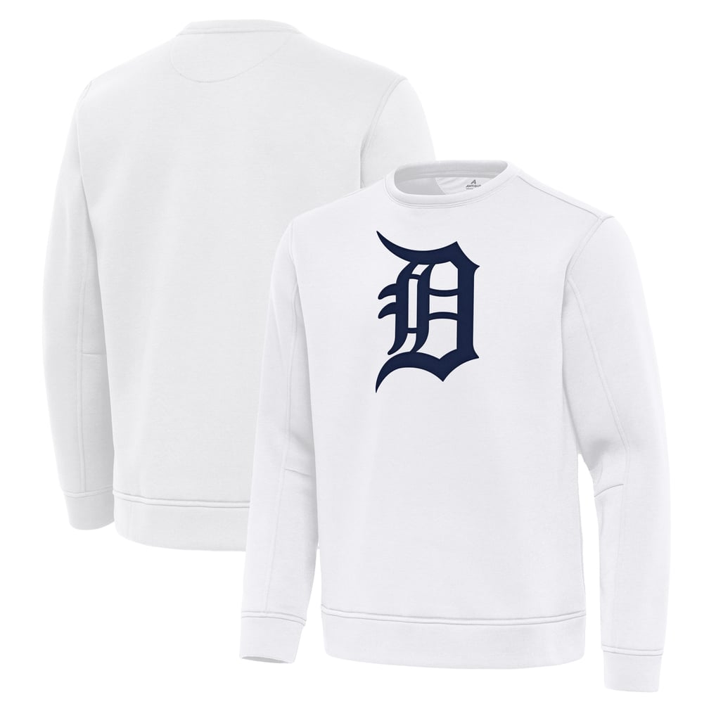 Detroit Tigers Antigua Relevant Lightweight Pullover Sweatshirt - White