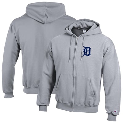 Detroit Tigers Champion Powerblend Full-Zip Hoodie - Heather Gray