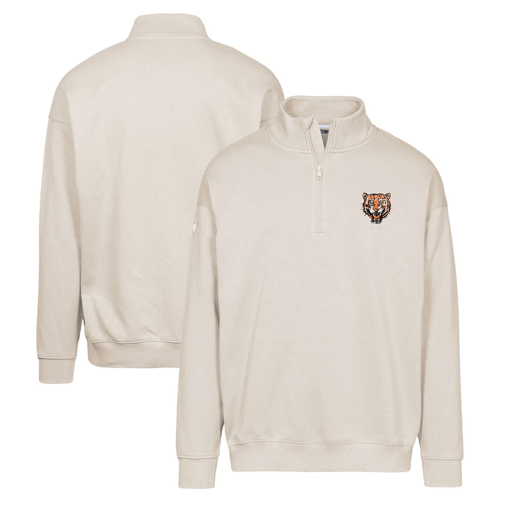 Detroit Tigers Levelwear Murray Core Logo Quarter-Zip Pullover Top - Khaki
